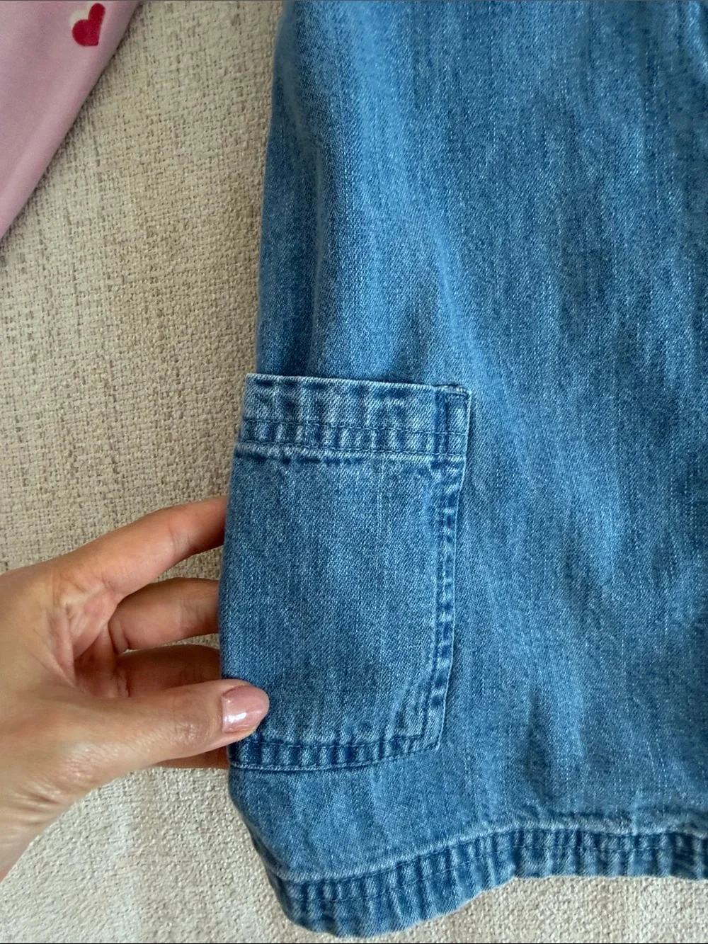 GAP Denim Heart Pinafore with Pink Heart Tee
